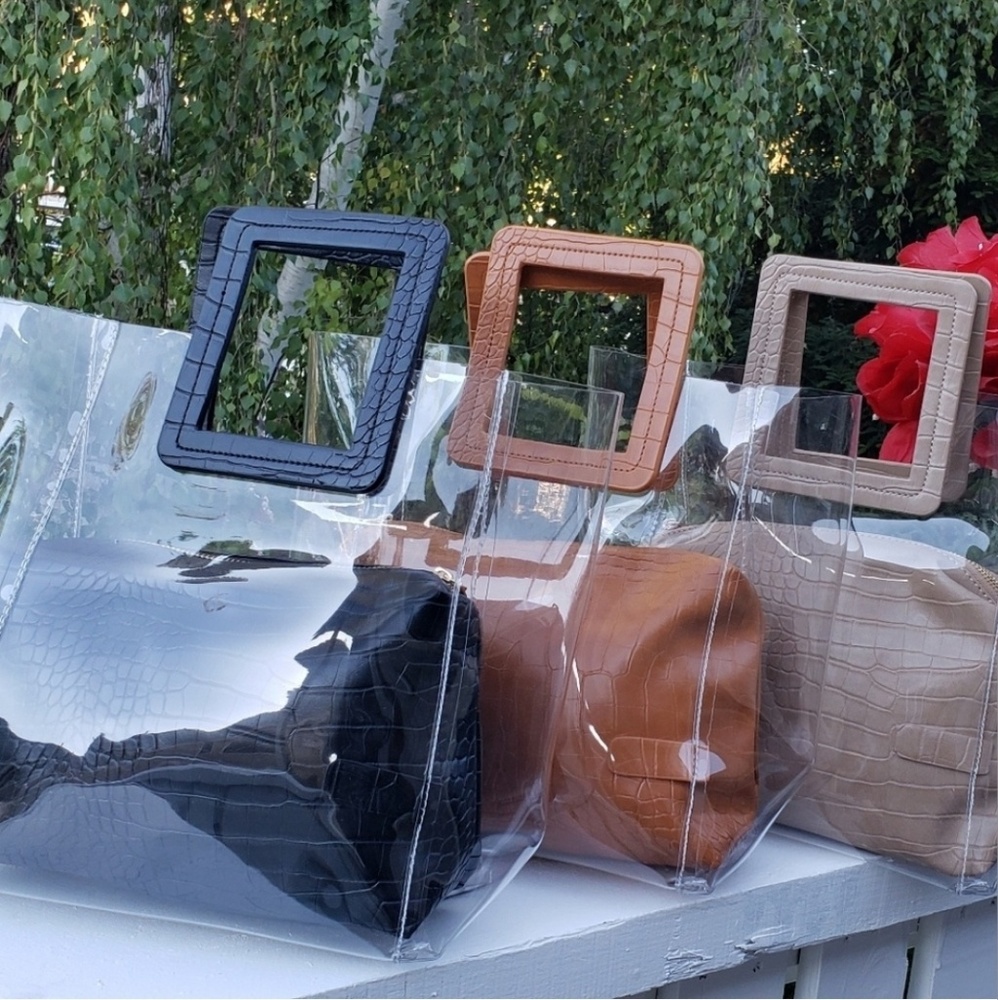 2 n 1 Clear Tote Bag with Croc Effect - Picture 4 of 8